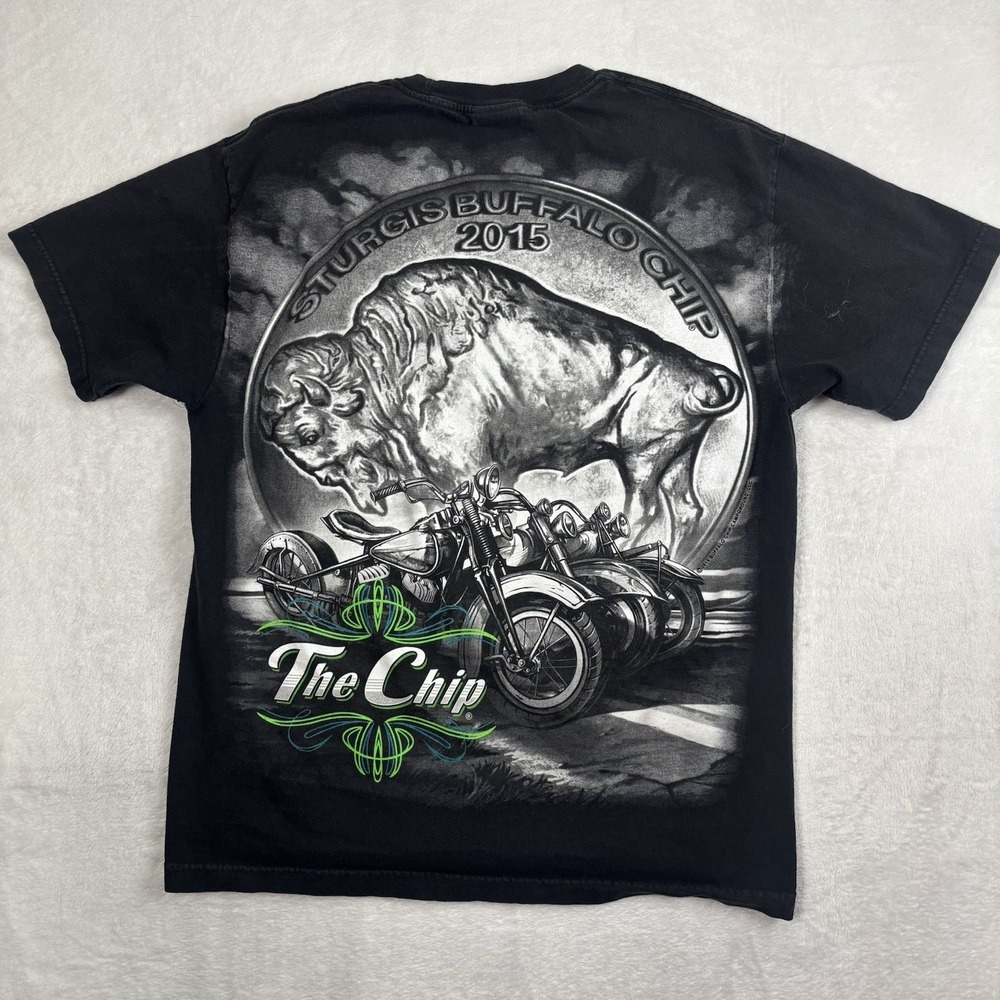 Hot Leathers Buffalo Chip Sturgis 2015 Black SS Graphic Shirt Men's Large